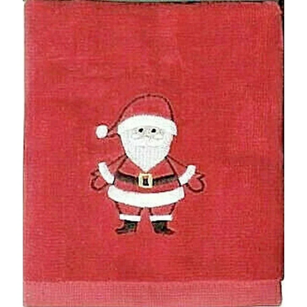 Christmas Fingertip Towels Set of 4 Embroidered Santa Stocking Penguin HoHoHo